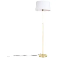 QAZQA Stehlampe Gold / Messing mit Leinenschirm weiß 45