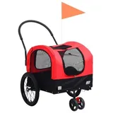 vidaXL 2-in-1 Fahrradanhänger für Hunde und Buggy Rot und Schwarz