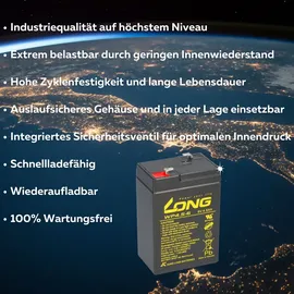 KungLong Akku 4,5Ah 6V kompatibel 3-FM-4,2 20HR 3 FM 4.2 3FM 3FM4.5 AGM Blei Batterie