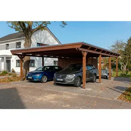 SKANHOLZ Doppelcarport 6,09 x 8,46 m nussbaum inkl. Abstellraum