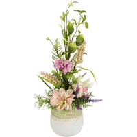 I.GE.A. Kunstblume I.GE.A. "Gesteck aus Hortensien und Dahlien", rosa, B:20cm H:47cm L:20cm, Polyester, Kunstpflanzen