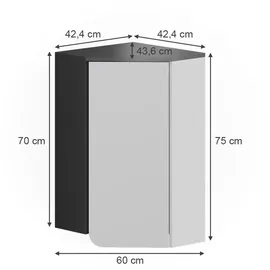 Vicco Eckhängeschrank, Anthrazit, Weiß, Holzwerkstoff, 6 Fächer, Rechteckig, 60x75x42.4 cm