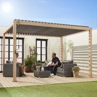 Sweeek Bioklimatische Pergola mit Lamellendach holzfarben hell Triomphe 3x4m