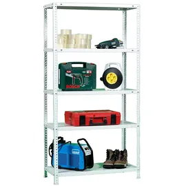 Simon Rack SimonRack Schwerlastregal, Lagerregal, 180x80x40 Metallregal Kellerregal, Biegestelle 100 kg, 5 Fachböden, Weiss - Comfort