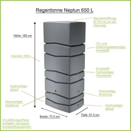 Prosperplast Regenwasserbehälter Aqua Tower 650 l hellgrau