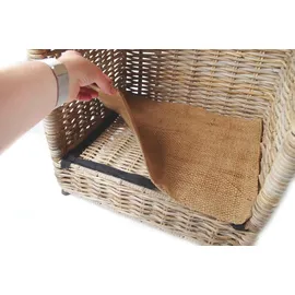 Kobolo Kaminholzwagen Rattan mit Leinenstoff grau