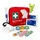 Flexeo Erste Hilfe Set für Kinder | 76-teilige Reiseapotheke inkl. Brandgel, Zeckenzange, Motiv-Pflastern, Fingerpuppe & Tapferkeitsstickern | Erste Hilfe Tasche Baby, Kleinkind, unterwegs & zuhause