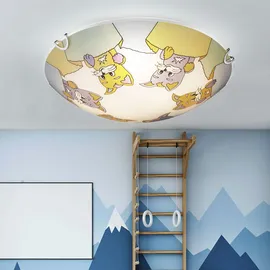 ETC Shop Kinder Zimmer Decken Beleuchtung Glas Lampenschirm Katzen Motive im Set inklusive Led Leuchtmittel