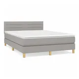 vidaXL Boxspringbett mit Matratze Hellgrau 140x200 cm Stoff