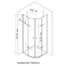 Bernstein EX406 Runddusche mit Drehtür 90 x 195 cm Echtglas