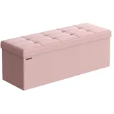 Songmics Sitzbank klappbar Pastellrosa 38 x 110 x 38 cm