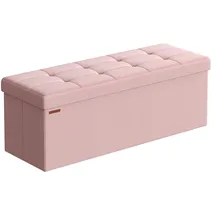 Songmics Sitzbank klappbar Pastellrosa 38 x 110 x 38 cm