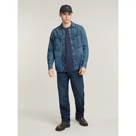G-Star Base-s Ribbed Kurzarm-T-Shirt Sartho Blue XS