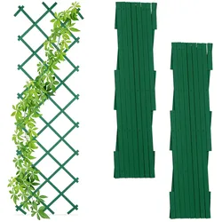 Relaxdays Rankgitter ausziehbar, 3er Set, Rankhilfe Kletterpflanzen, 180cm, Garten, Balkon, Terrasse, Kunststoff, grün