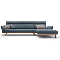 hülsta sofa Ecksofa hs.460, Sockel in Eiche, Winkelfüße in Umbragrau, Breite 338 cm blau|grau