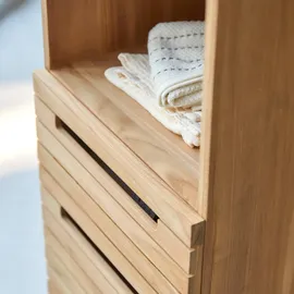 Tikamoon Teak Slats Hochschrank 41 x 180 x 41 cm Beige Massivholz