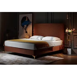 xl moebel gmbh Luxus Bett Polsterbett Leder Schlafzimmer Betten 180x200cm Doppelbett Hotel Ehe - Braun
