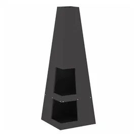 vidaXL Feuerstelle Mit Holzlager Schwarz 35x35x100 Cm Stahl Vidaxl508118