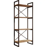 Design Ameublement - Standregal Leiterregal Bücherregal Metallregal Büroregal Industriell Wohnzimmer Struktur Metall Schwarz Matt Und Melamin Holzfarbe Modell Factory E1 55x138x30cm