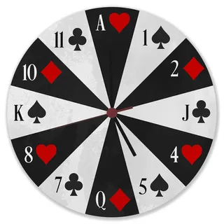 speecheese Spielkarten Wanduhr Uhr mit Kartenspiel Herz Pik Karo Kreuz Karten als Deko für Liebhaber von Poker oder den Pokerkeller