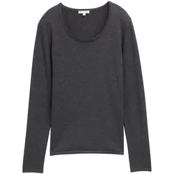 TOM TAILOR Damen Basic Rundhals Pullover, grau, Uni, Gr. XS