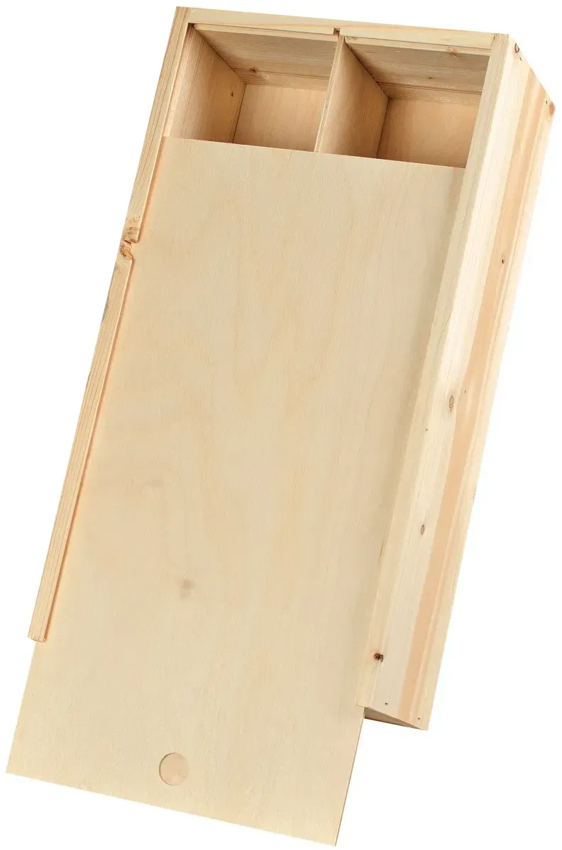 Holzkiste mit Schiebedeckel für 2 Flaschen