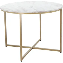 LEONIQUE Esstisch LEONIQUE "Gondat", bunt (marmor, golden, goldchrome, marmor), B:90cm H:76cm T:90cm, Tische, Esstisch, mit Tischplatte in Marmor-Optik, Gestell aus Metall golden, Höhe 76 cm