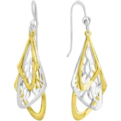 Paar Ohrhänger FIRETTI "Schmuck Geschenk Silber 925 Ohrschmuck Ohrringe Flügel Bicolor", silber (gelbgoldfarben, silberfarben), Ohrringe, Damen, Silber 925 (Sterlingsilber)
