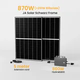 Powerness Balkonkraftwerk Set, 870/880Wp Bifaziale Solaranlage, 800W TSUN TSOL-MS800 Wechselrichter, JA Solar Solarmodul Sonderangebot