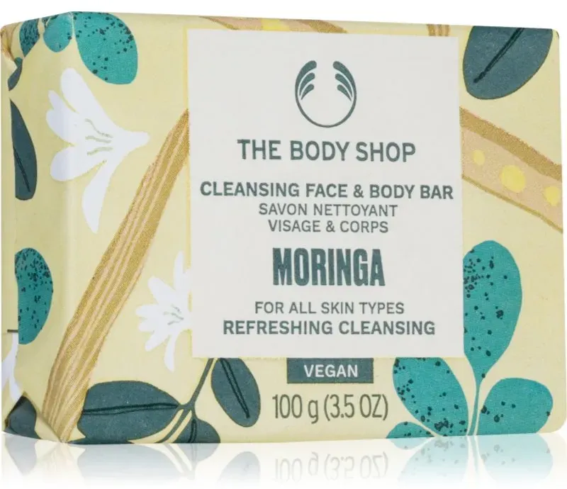 The Body Shop Moringa Cleansing Bar Feinseife Für Gesicht und Körper 100 g