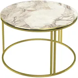 [en.casa] Aulum Weiß/Gold Marmor 50 x 80 x 50 cm