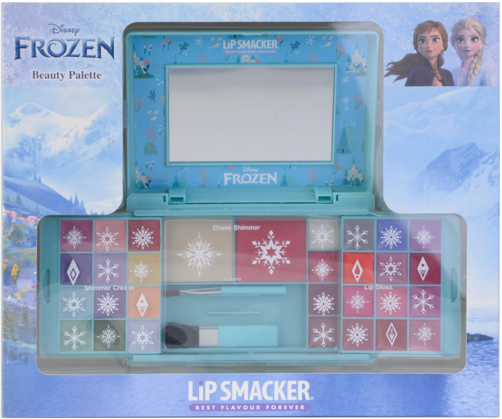 Lip Smacker Frozen Beauty Palette, Make-up-Geschenkset mit Lipgloss, Cremes, Rouge und Bronzer für den Perfekten Prinzessinnen-Look, inkl. Zubehör