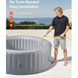 Vevor Aufblasbare Badewanne 180 x 66 cm Grau