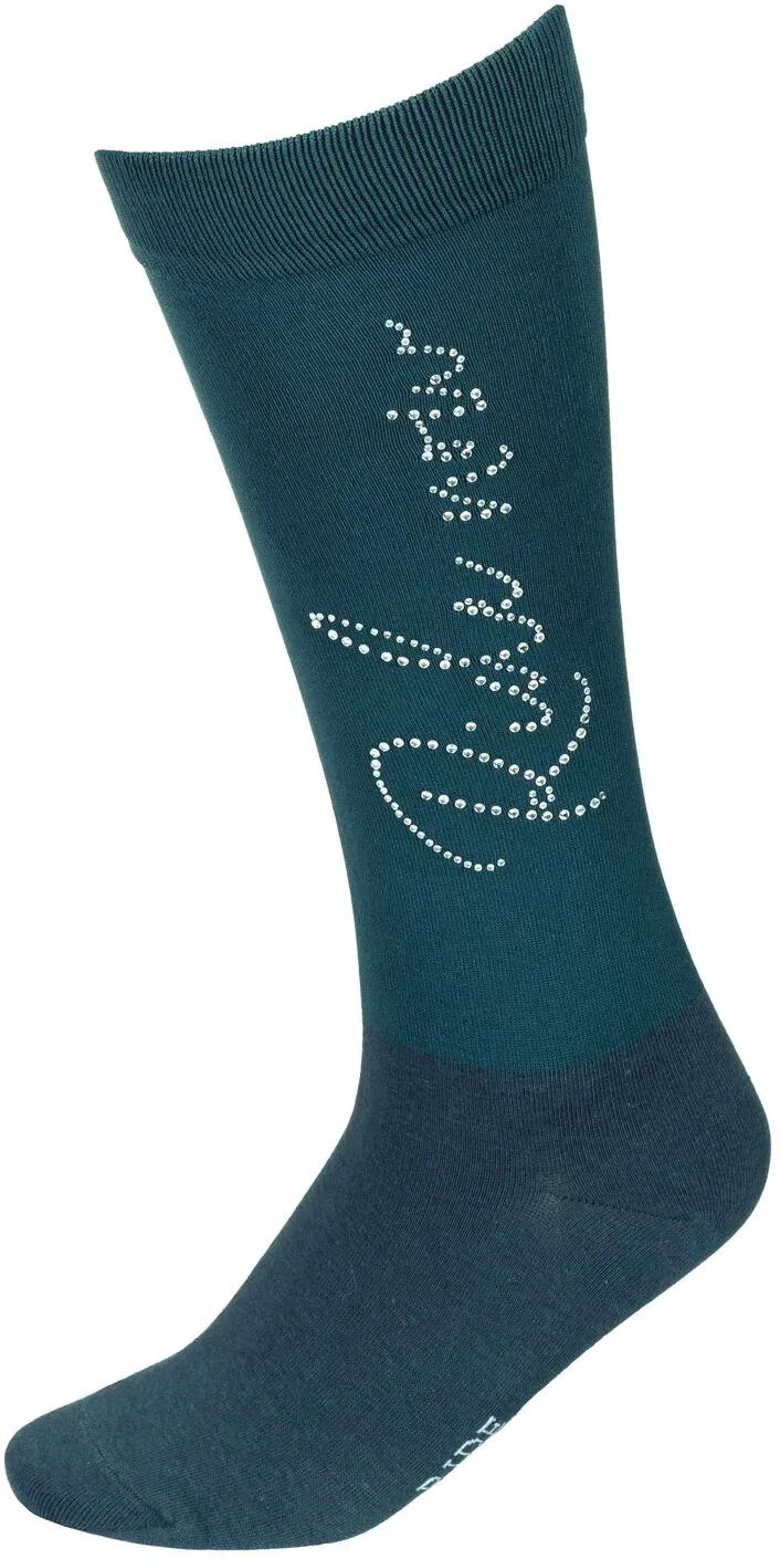 RIDE now Thinsocks mit Glitzerschriftzug shaded teal 35-38