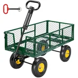 VIVOHOME Gartenwagen Metall Faltbar mit 410kg Tragkraft und 25,4cm Luftreifen, Bollerwagen Stabil und Robust mit 180° Drehbarem Griff und Abnehmbaren Seiten für Garten Grün