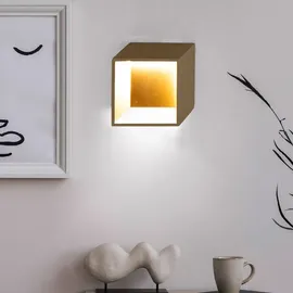 WOFI Wandlampe Innen LED Modern Wohnzimmer Wand LED Lampe Treppenhaus Innen goldfarben, Down Strahler Metall, 5,5w 400lm Warmweiß, Lxbxh 25x9,2x25 cm, Wofi 4416.01.15.8000