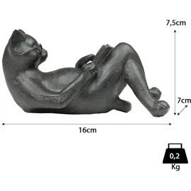 moritz Dekofigur Figur Katze 14x7,5 cm Kater Brille Buch Leseratte Geschenk Dekoration