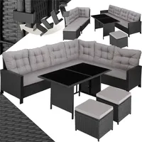 Tectake Rattan Lounge, für 6 bis 8 Personen, widerstandsfähig - Schwarz