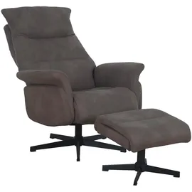 Femo Relaxsessel mit Hocker FM-4206, Grau Schwarz Mikrofaser - Metallgestell - mit Relaxfunktion