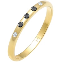 Elli DIAMONDS Bandring Weiß Schwarz Diamant (0.075 ct) 375 Gold Ringe Damen