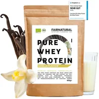BIO WHEY Protein-Pulver Vanille ohne Chemie [Regional aus Deutschland] - Hochwertige Eiweiß-Shakes » 100% NATÜRLICH « 600g Bio Eiweiß-Pulver aus Premium Molkenprotein-Pulver ohne Soja