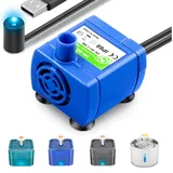 ErsatzpumpeTrinkbrunnen für Katzen Trinkbrunnen Pumpe für Edelstahl Katzentrinkbrunnen Ultra Leise Ersatzpumpe mit LED-Licht USB (Pumpe-B)