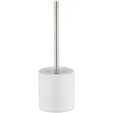 Relaxdays WC Garnitur Keramik, runder Klobürsten-Halter, wechselbarer Bürstenkopf, Bad-Set, HxD 38,5 x 12,5 cm, weiß
