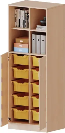 ErgoTray Kombi-Schrank, zweireihig, 5 Ordnerhöhen - evo180 Serie