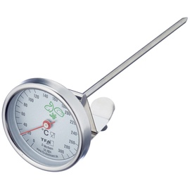 TFA Dostmann Analoges Fettthermometer, aus Edelstahl, praktischer Küchenhelfer, optimale Frittiertemperatur,L 51 x B 60 x H 162 mm