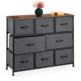 Relaxdays Kommode Industrial, HBT: 78,5 x 30 cm, 8 Schubladen, & Sideboard, grau/braun