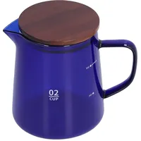 Kaffeeserver, 500 ml hitzebeständiger Glas Tee Sharing Topf Kaffee Carafe Kessel mit hölzernen Deckel Haushaltsduft -Teekanne für Home Office (Blau)