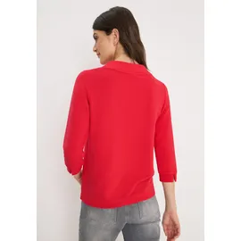 Cecil CECIL, Ottoman Shirt (fiery red L (42), rot rot), Stoff, 60% Polyester, 37% Viskose, 3% Elasthan, unifarben, normal, normal, Rundhals, abgesteppt, Shirts 3/4-Arm-Shirt, mit 3/4 Ärmeln