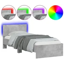 vidaXL Bettgestell mit Kopfteil LED-Beleuchtung Betongrau 140x200 cm