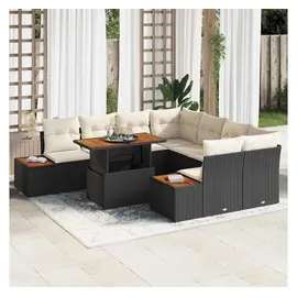 vidaXL Garten Essgruppe 9-tlg. Schwarz/Beige